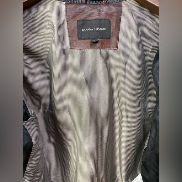 Banana Republic Men’s Brown Leather Racer Jacket - Medium - Picture 5 of 9